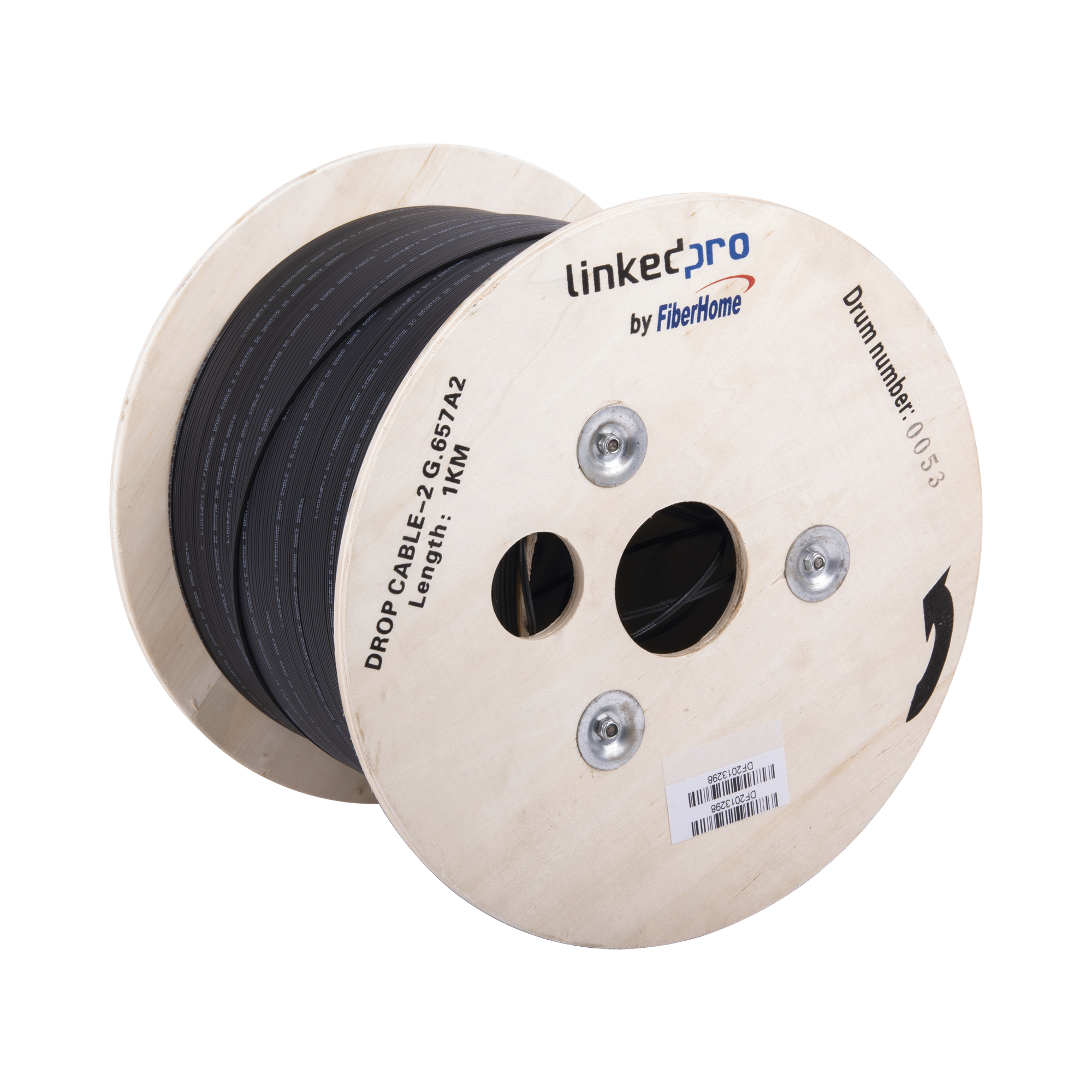 Carrete de 1 km de Fibra Óptica Drop, Interior/Exterior G.657A2 Monomodo de 2 hilos (bifibra), Dieléctrica, Forro Negro Carrete de 1 km de Fibra Óptica Drop, Interior/Exterior G.657A2 Monomodo de 2 hilos (bifibra), Dieléctrica, Forro Negro